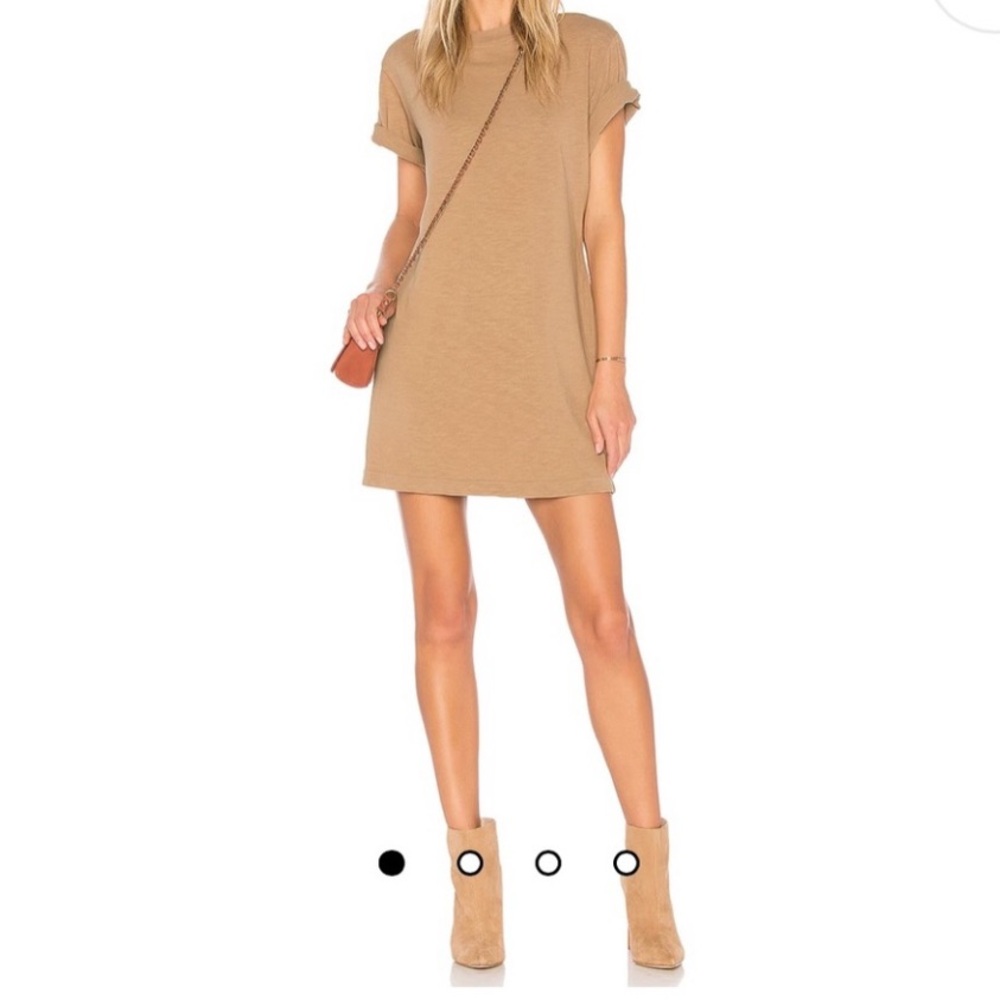 Cotton Citizen Tokyo short sleeve T-Shirt Dress dark tan